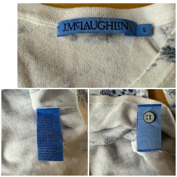 J MCLAUGHLIN SWEATER LENNY CHINOISERIE PRINT CREWNECK LONG SLEEVE BLUE WHITE S - Picture 10 of 10